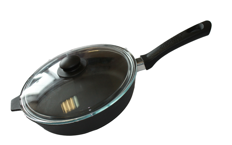 Сковорода 240х60 с бакелитовой ручкой со стеклянной крышкой от Официального производителя "Камская Посуда"