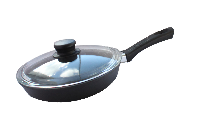 Сковорода 220х40 с бакелитовой ручкой со стеклянной крышкой от Официального производителя "Камская Посуда"