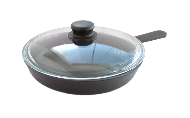 Сковорода с чугунной ручкой со стеклянной крышкой 240х40 от Официального производителя "Камская Посуда"