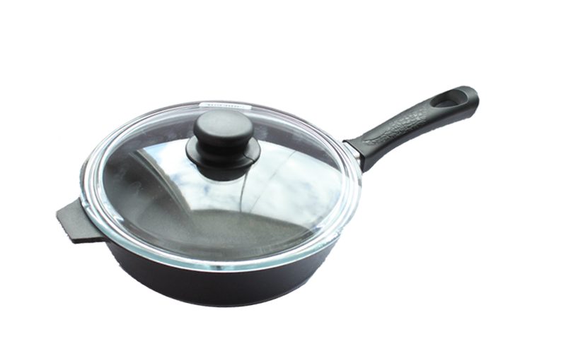 Сковорода 220х60 с бакелитовой ручкой со стеклянной крышкой от Официального производителя "Камская Посуда"